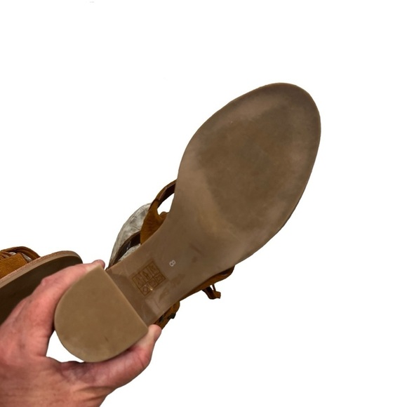 Jeffrey Campbell Western Revival Fringe Dodge Suede Stacked Heel Sandals Size 8 - Picture 7 of 15